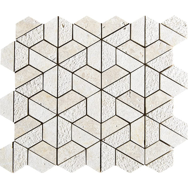 Concha Textured 3d Hexagon Limestone Mosaics 10 3/8x12