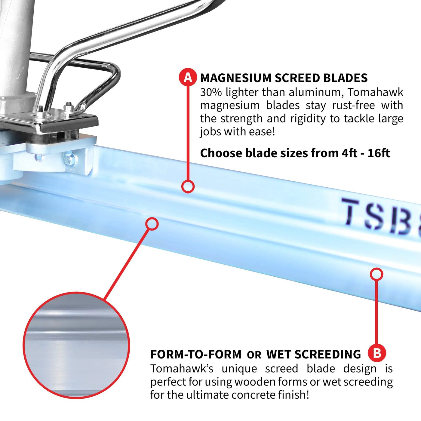 Tomahawk PRO Series Honda Power Screed Single Magnesium Blade Bundle (Choose 4ft, 6ft, 8ft, 10ft, 12ft, 14ft, 16ft) by Tomahawk Power