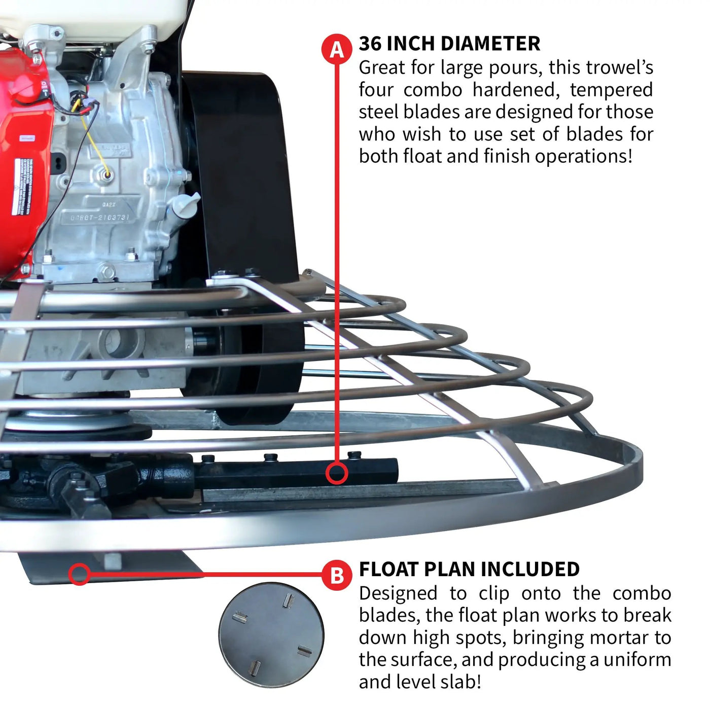 36" Concrete Power Trowel 5.5HP Honda with Float Pan Cement Finishing Tool by Tomahawk Power