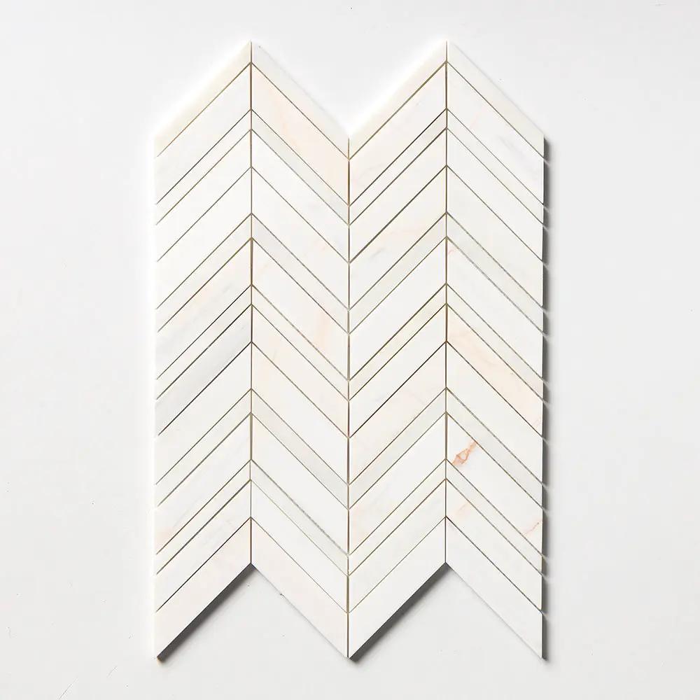 Confetti Honed Chevron Fusion Marble Mosaics 16x11 7/8 by Stonetiledepot