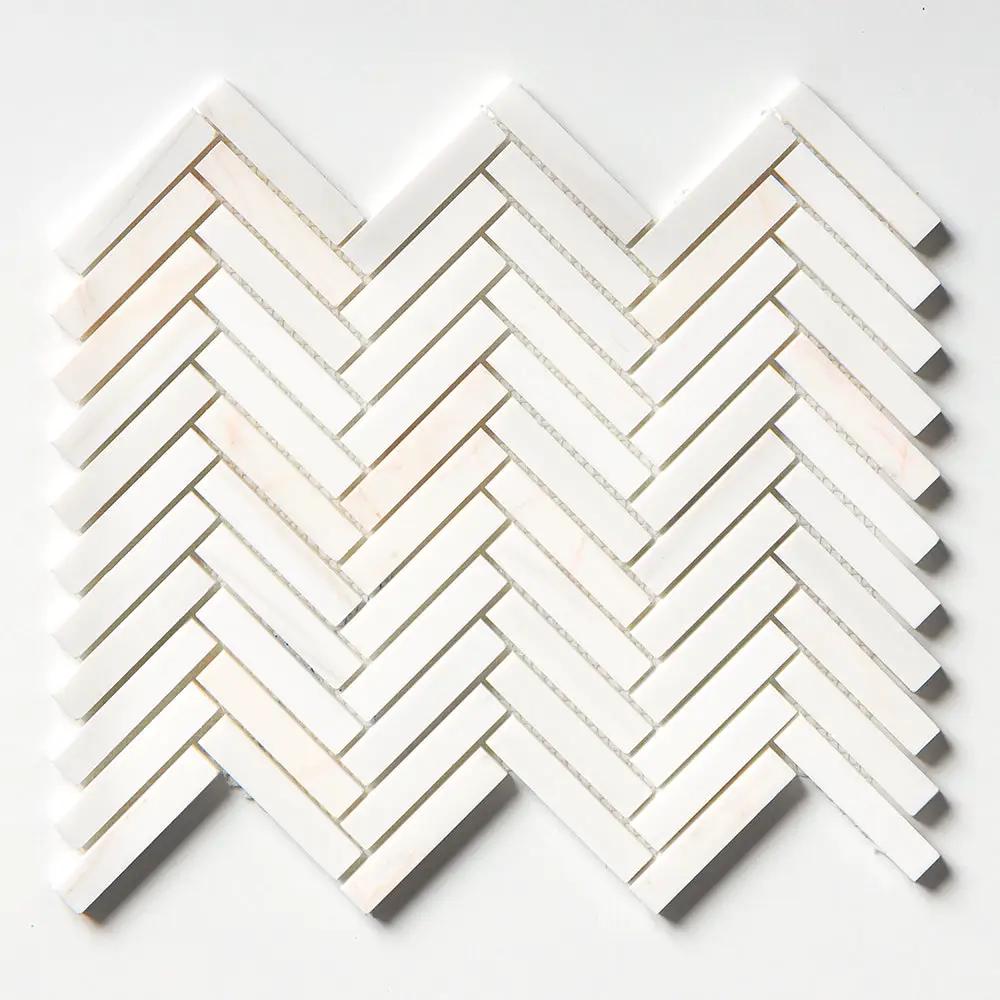 Confetti Honed Herringbone 5/8x3 Marble Mosaics 10 7/16x12 13/16 by Stonetiledepot