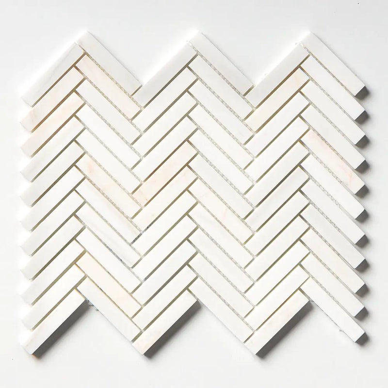 Confetti Honed Herringbone 5/8x3 Marble Mosaics 10 7/16x12 13/16 by Stonetiledepot