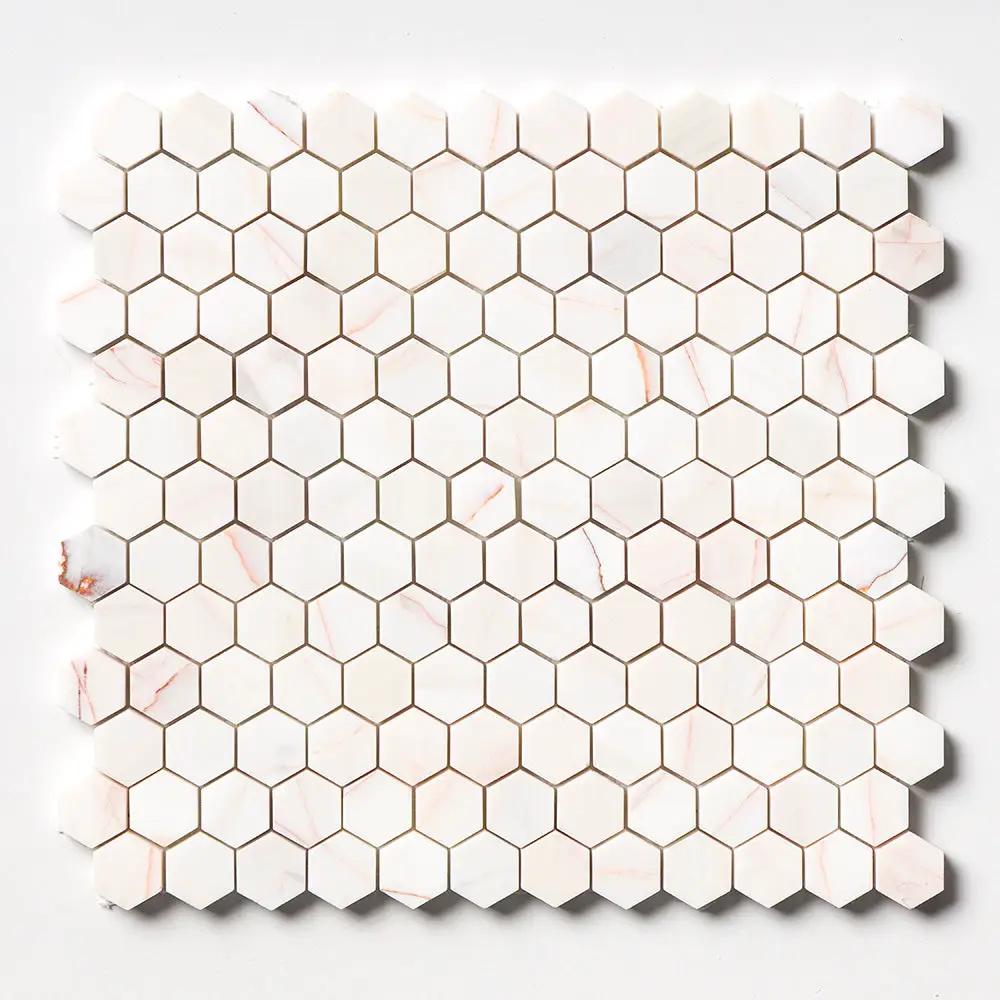 Confetti Honed Hexagon Marble Mosaics 11 5/8x12 3/8 by Stonetiledepot