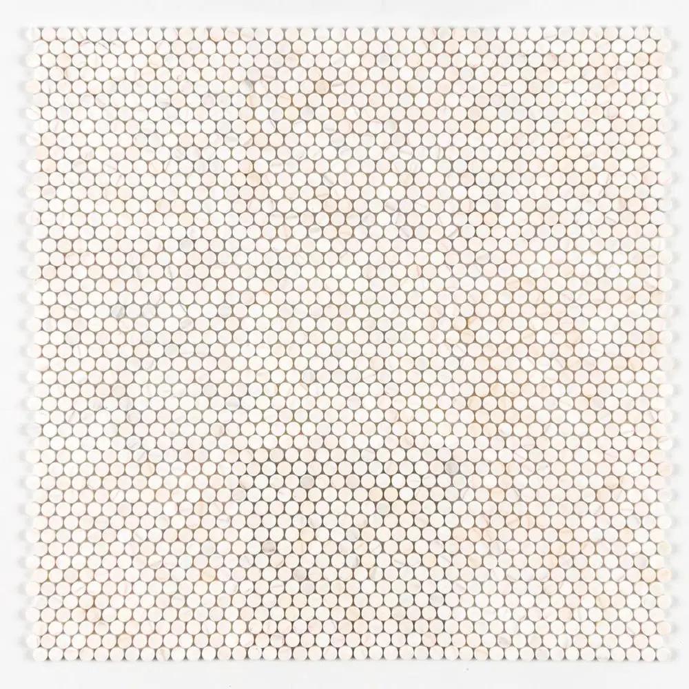 Confetti Honed Penny Round Marble Mosaics 11 1/2x11 1/2 by Stonetiledepot