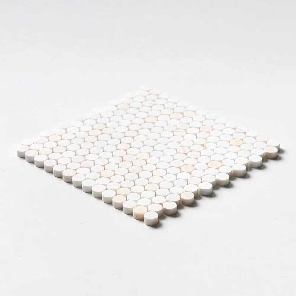 Confetti Honed Penny Round Marble Mosaics 11 1/2x11 1/2 by Stonetiledepot