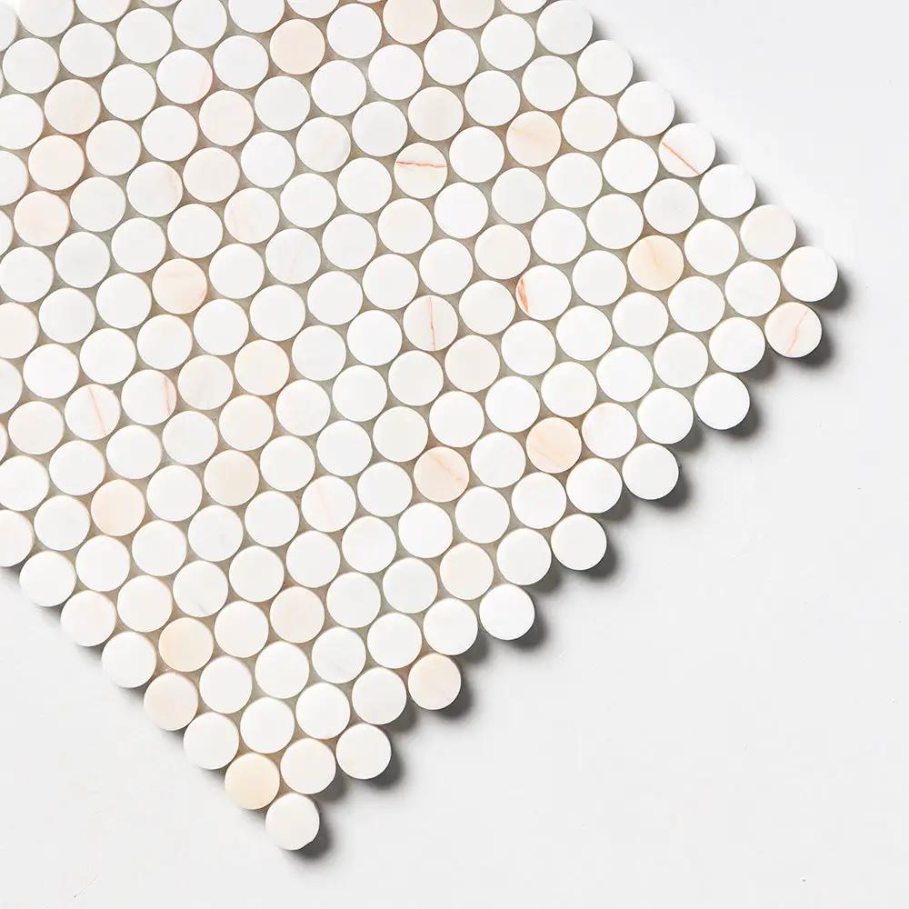 Confetti Honed Penny Round Marble Mosaics 11 1/2x11 1/2 by Stonetiledepot