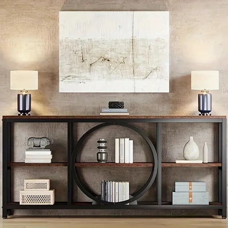 Console Table - 3 Tier Wood Metal Long by House Of Avana