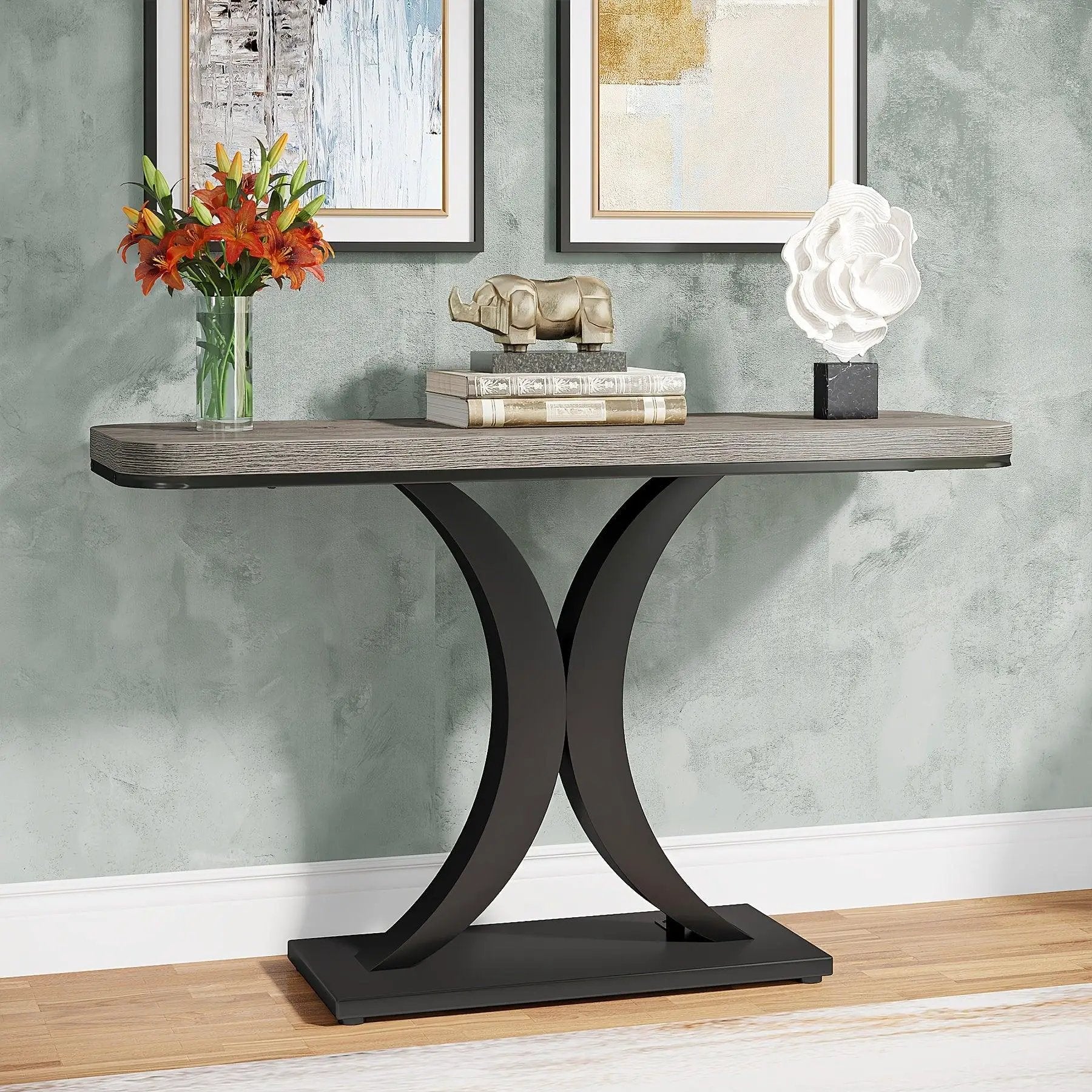 Console Table - Geometric Gray 40 Inch by House Of Avana