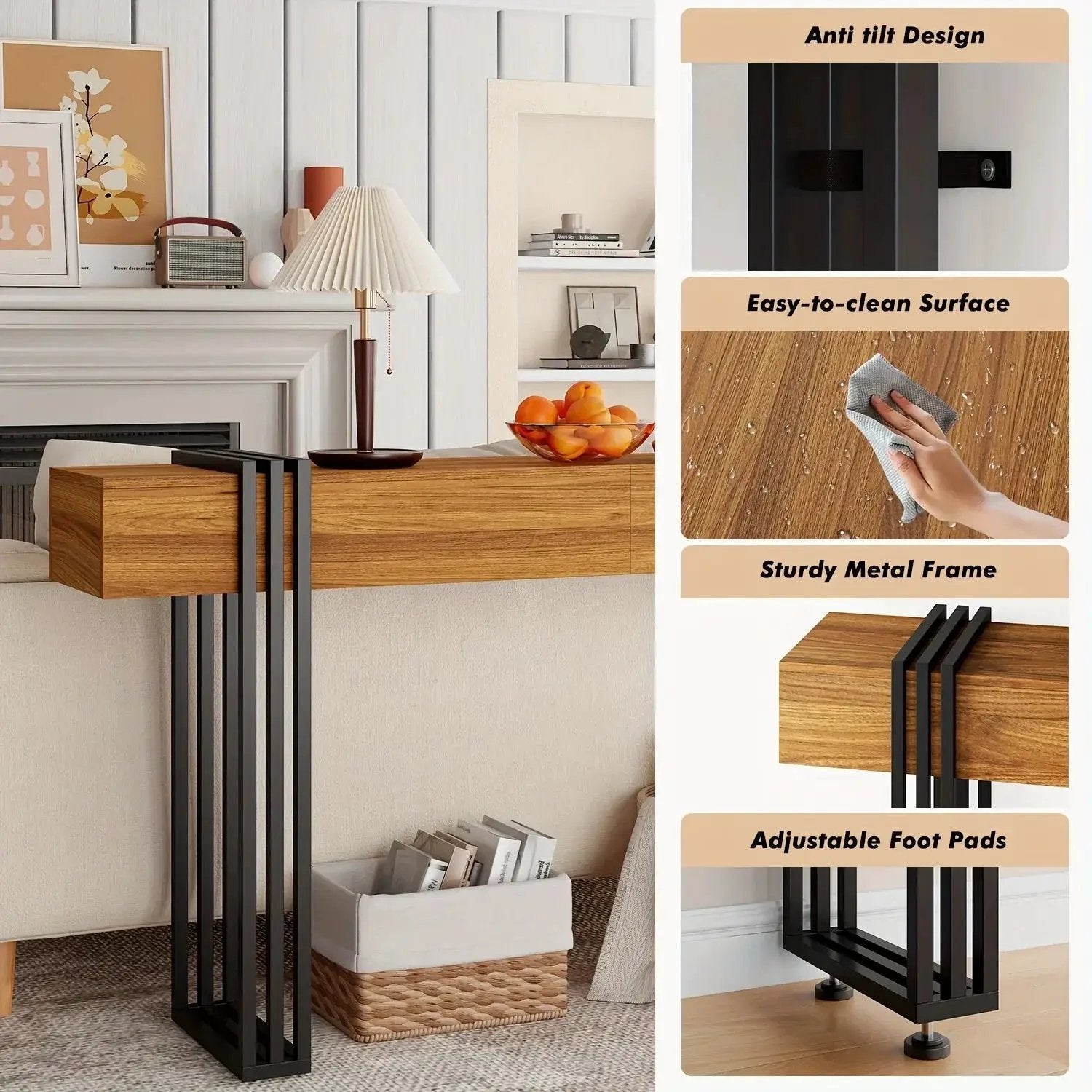 Console Table - Industrial Metal Narrow by House Of Avana