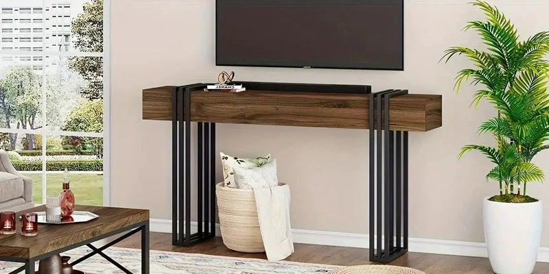 Console Table - Industrial Metal Narrow by House Of Avana