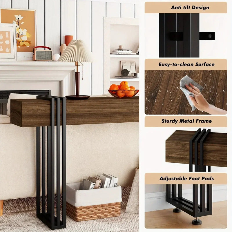Console Table - Industrial Metal Narrow by House Of Avana