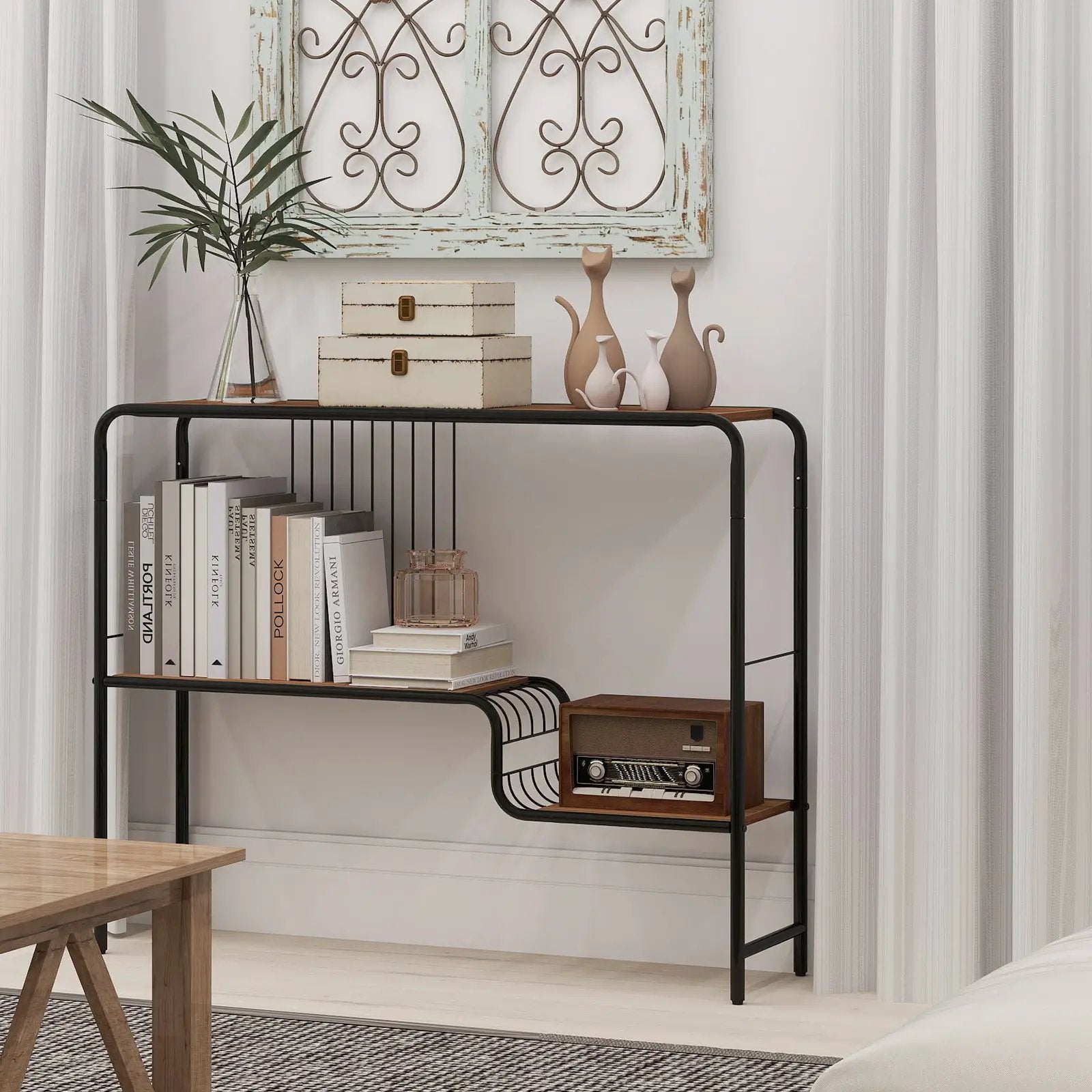 Console Table with Storage Shelf and Metal Frame for Living Room by DirectDeals
