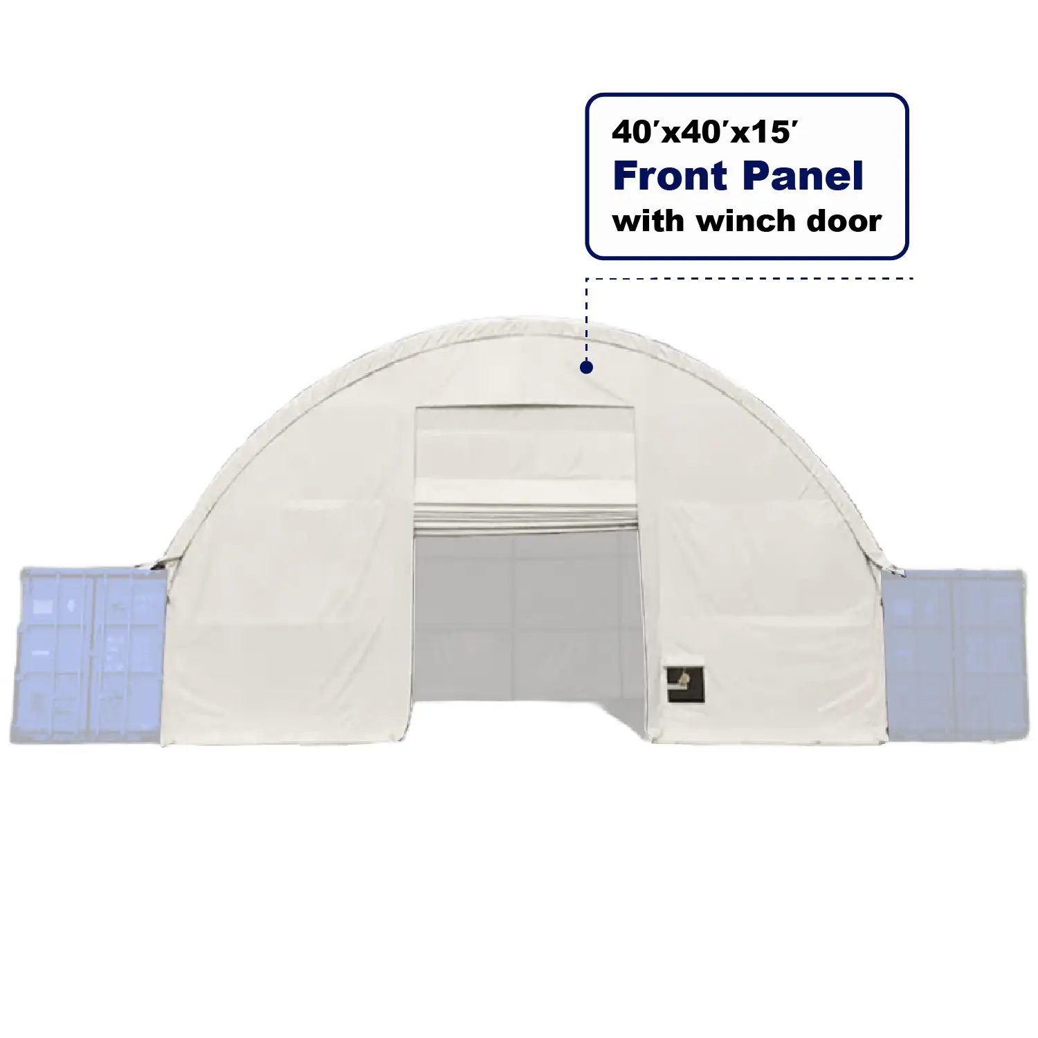 Front Wall with Winch door for Container Canopy Shelter 40'x40'x15' by Chery Industrial