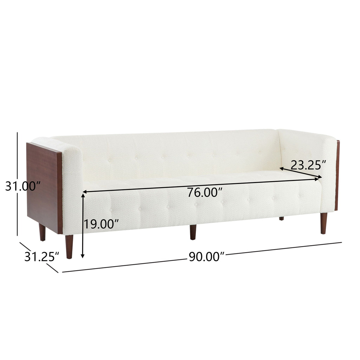 Contemporary 3 Seater Sofa with Tufted Design - Available in Multiple Colors, photo 11 of 12