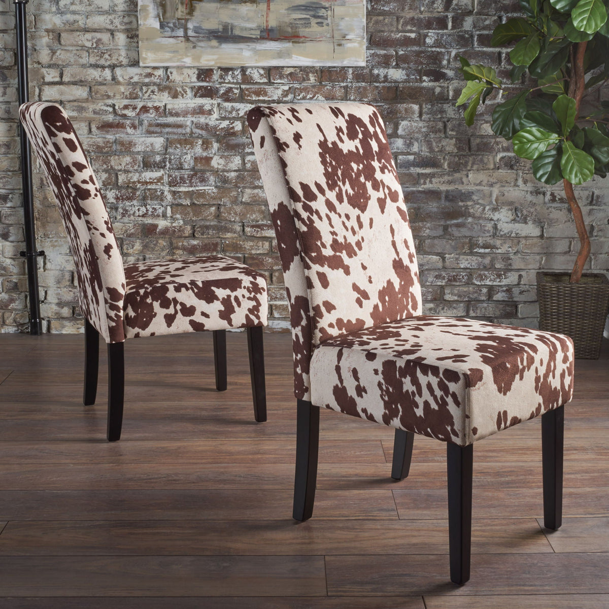 Contemporary Dining Chair Set of 2 with Rubberwood Legs - Beige, Dark Brown, Black, photo 10 of 12