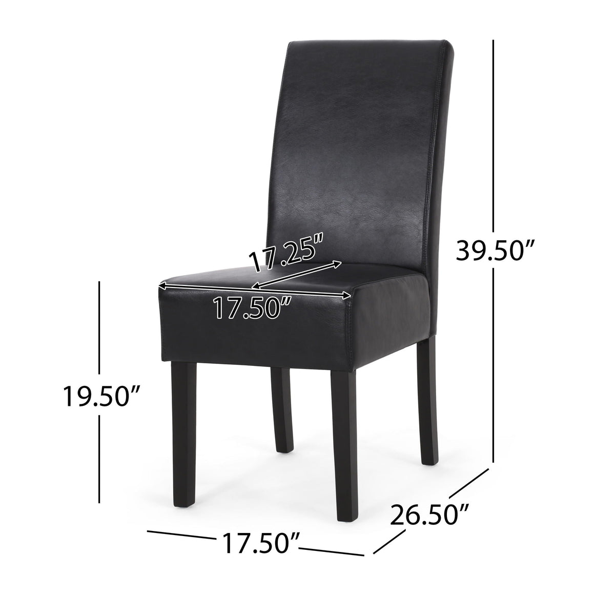 Contemporary Dining Chair Set of 2 with Rubberwood Legs - Beige, Dark Brown, Black, photo 12 of 12