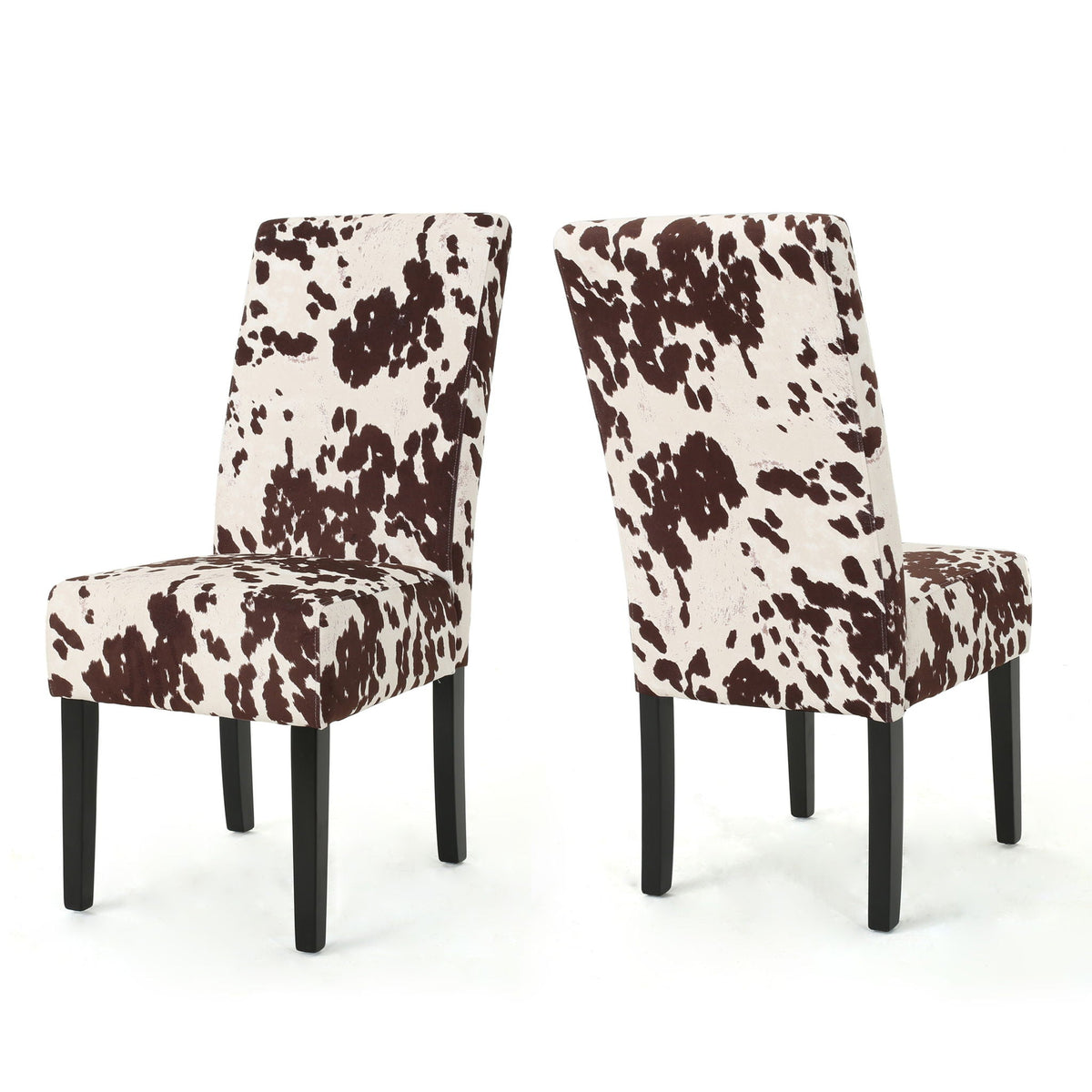 Contemporary Dining Chair Set of 2 with Rubberwood Legs - Beige, Dark Brown, Black