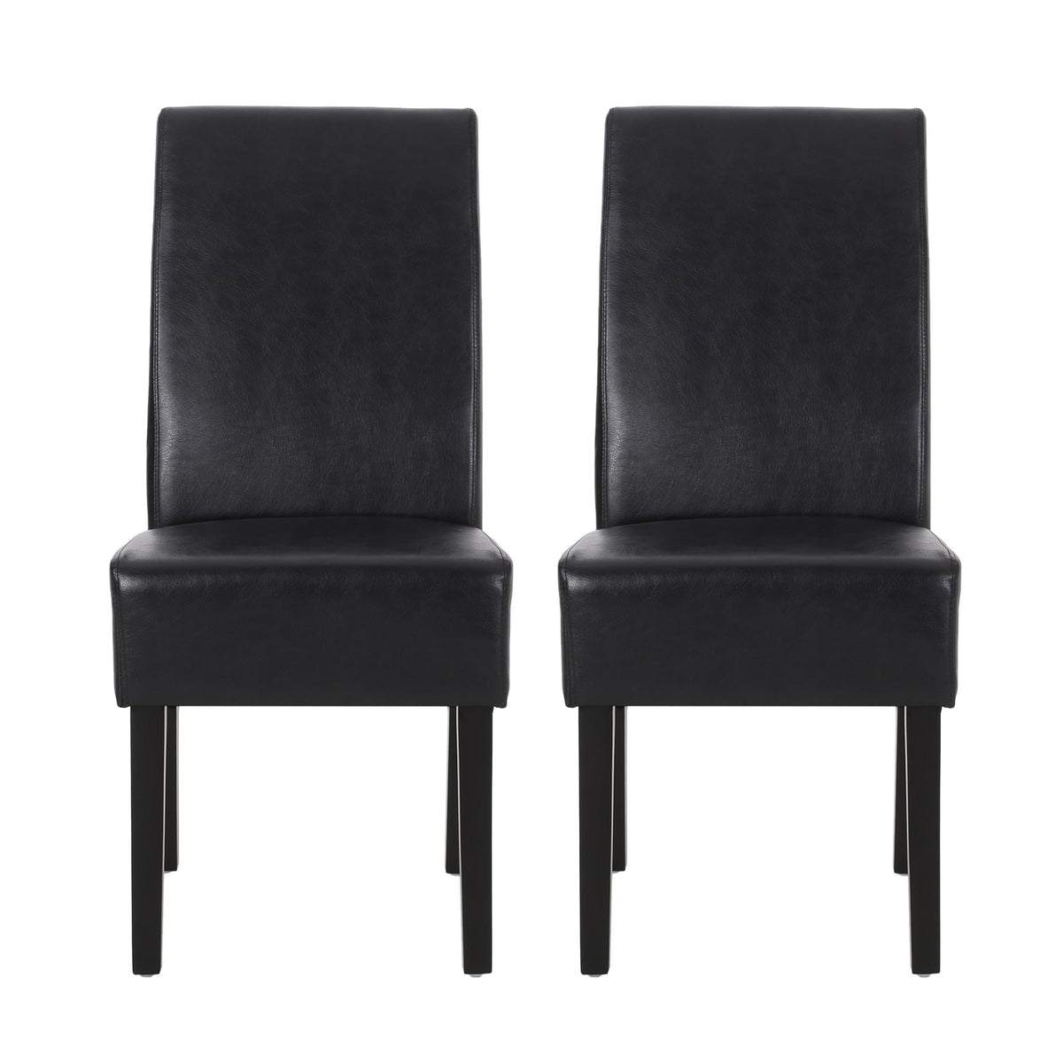 Contemporary Dining Chair Set of 2 with Rubberwood Legs - Beige, Dark Brown, Black, photo 2 of 12