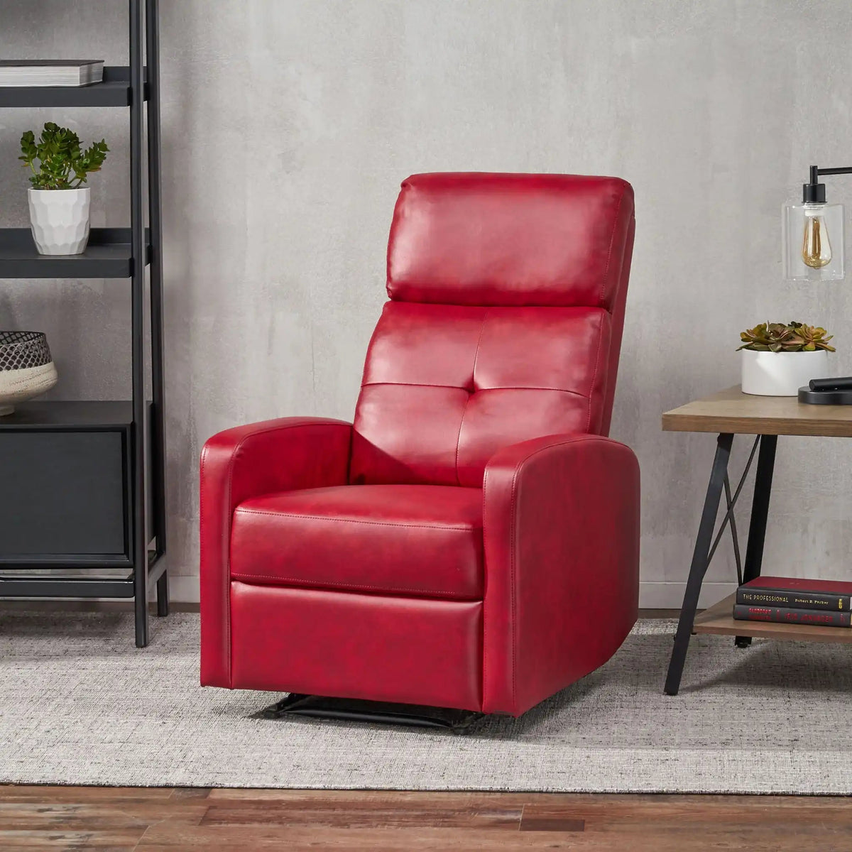 Contemporary Recliner Chair with Push Back Function - Red, photo 2 of 4