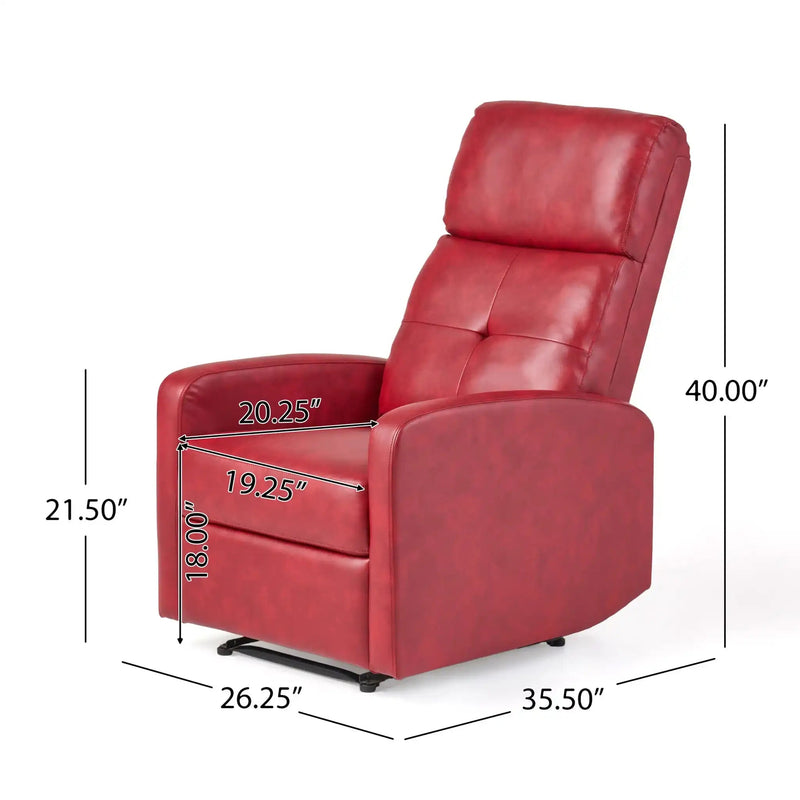 Contemporary Recliner Chair with Push Back Function - Red, photo 3 of 4