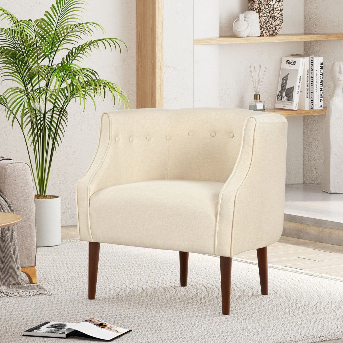 Contemporary Upholstered Club Chair with Button Tufting - Blue, Light Blue, Green, Beige, photo 10 of 16