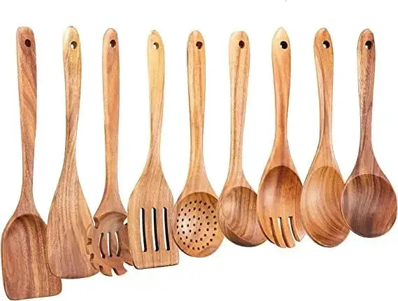 Cooking Spoons - Non-Stick Wooden Teak Set by House Of Avana