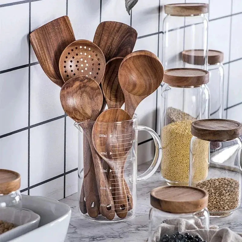 Cooking Spoons - Non-Stick Wooden Teak Set by House Of Avana