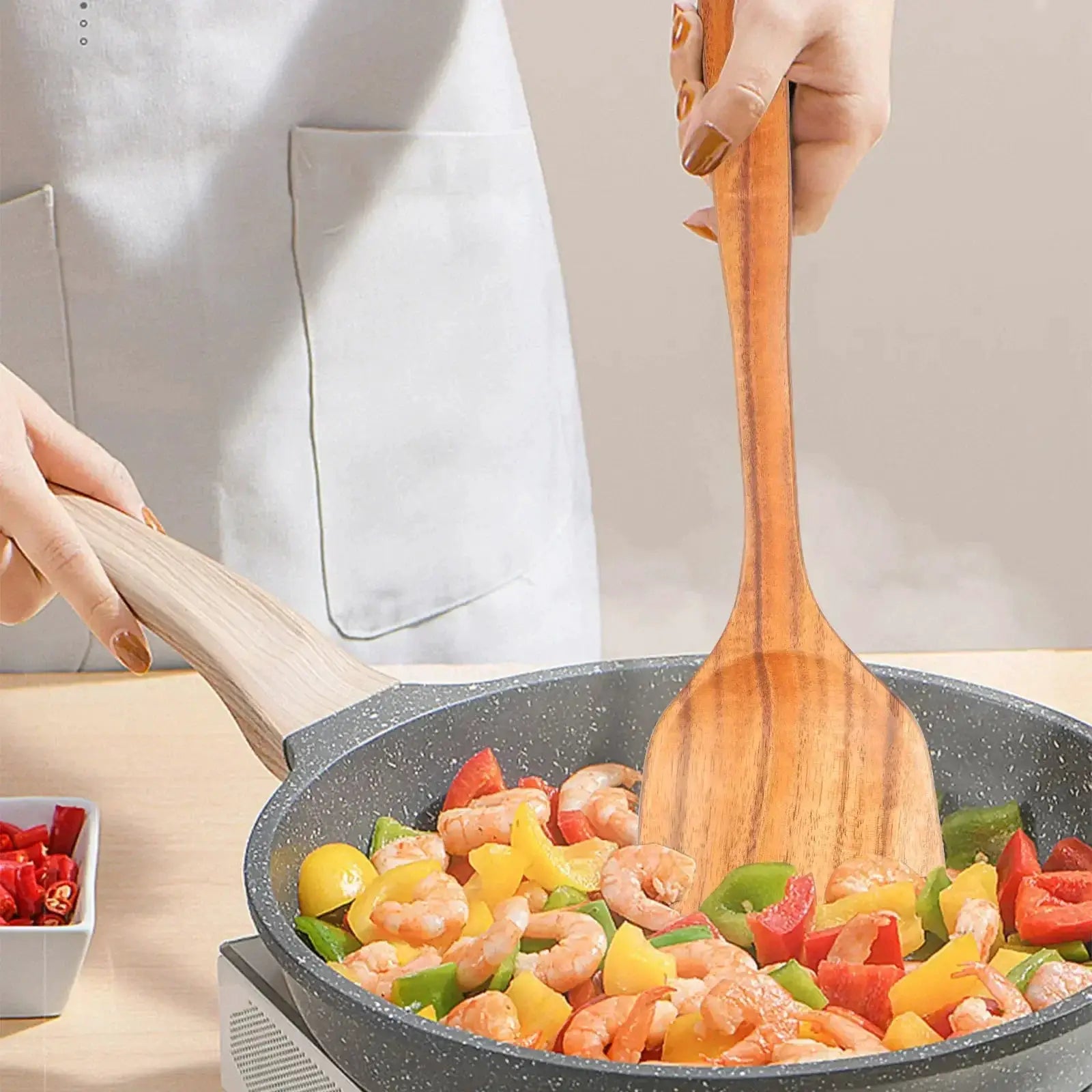 Cooking Spoons - Non-Stick Wooden Teak Set by House Of Avana