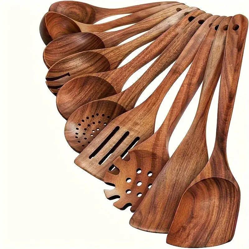 Cookware Set - Non-Stick Teak Wood 10pcs by House Of Avana