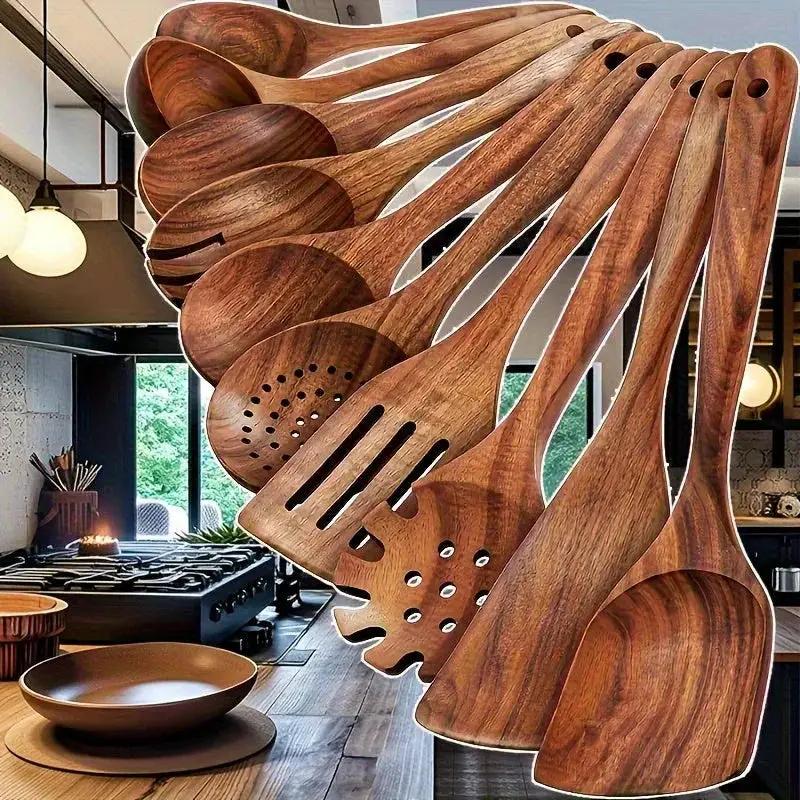 Cookware Set - Non-Stick Teak Wood 10pcs by House Of Avana