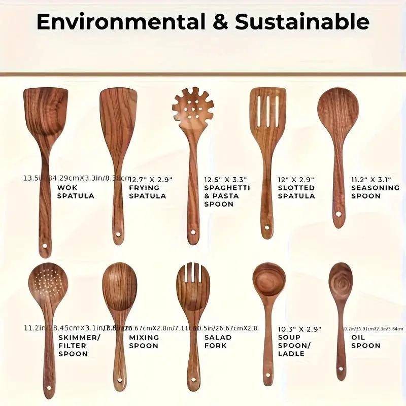 Cookware Set - Non-Stick Teak Wood 10pcs by House Of Avana