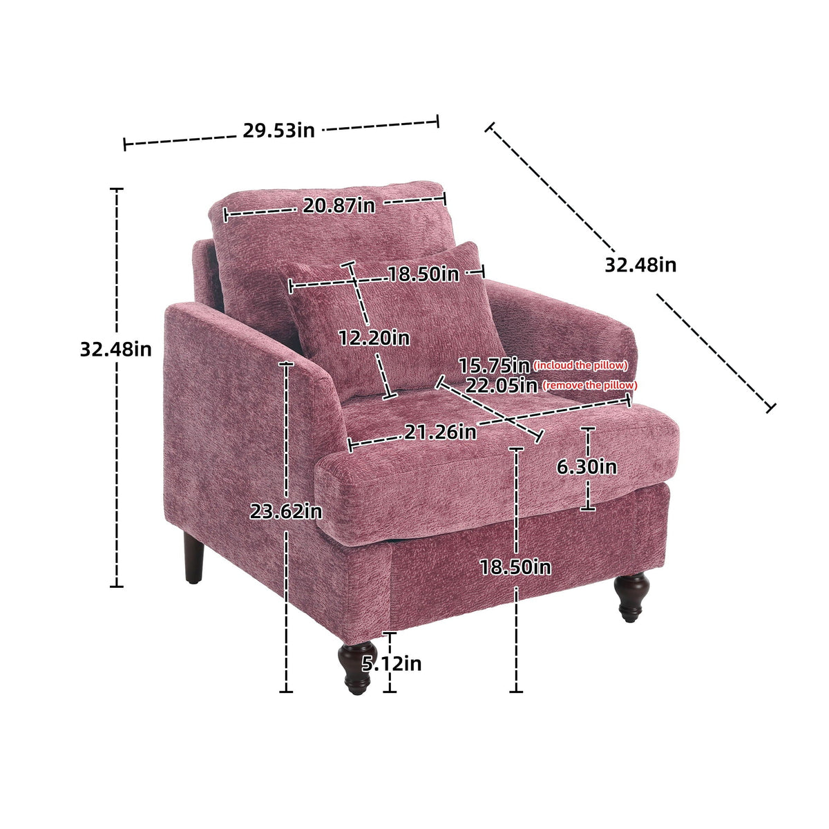 Modern Mid Century Wood Frame Armchair with Tufted Design - Multiple Colors, photo 15 of 20