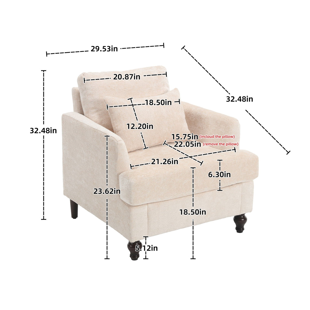 Modern Mid Century Wood Frame Armchair with Tufted Design - Multiple Colors, photo 9 of 20