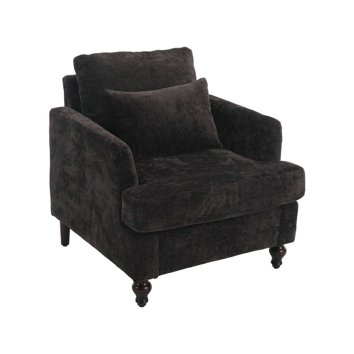 Modern Mid Century Wood Frame Armchair with Tufted Design - Multiple Colors, photo 3 of 20