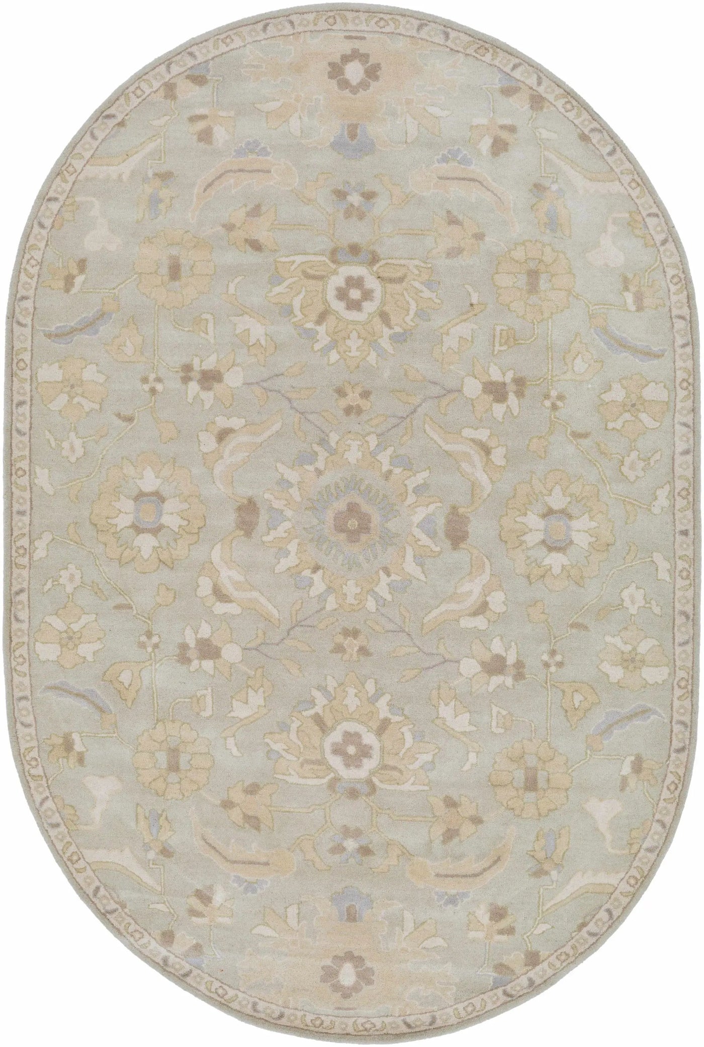 Copen Beige Floral Wool Rug by Boutique Rugs