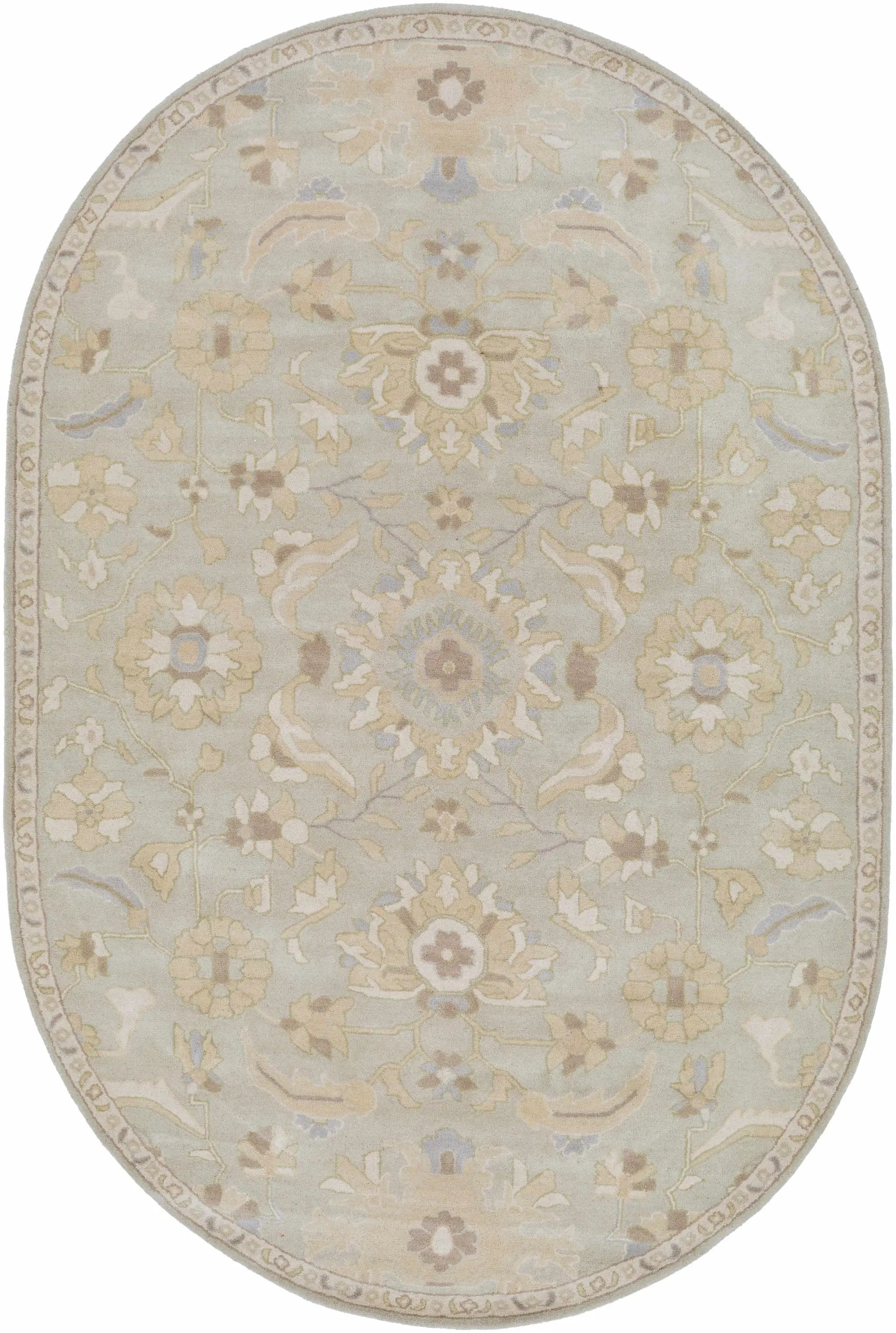 Copen Beige Floral Wool Rug by Boutique Rugs