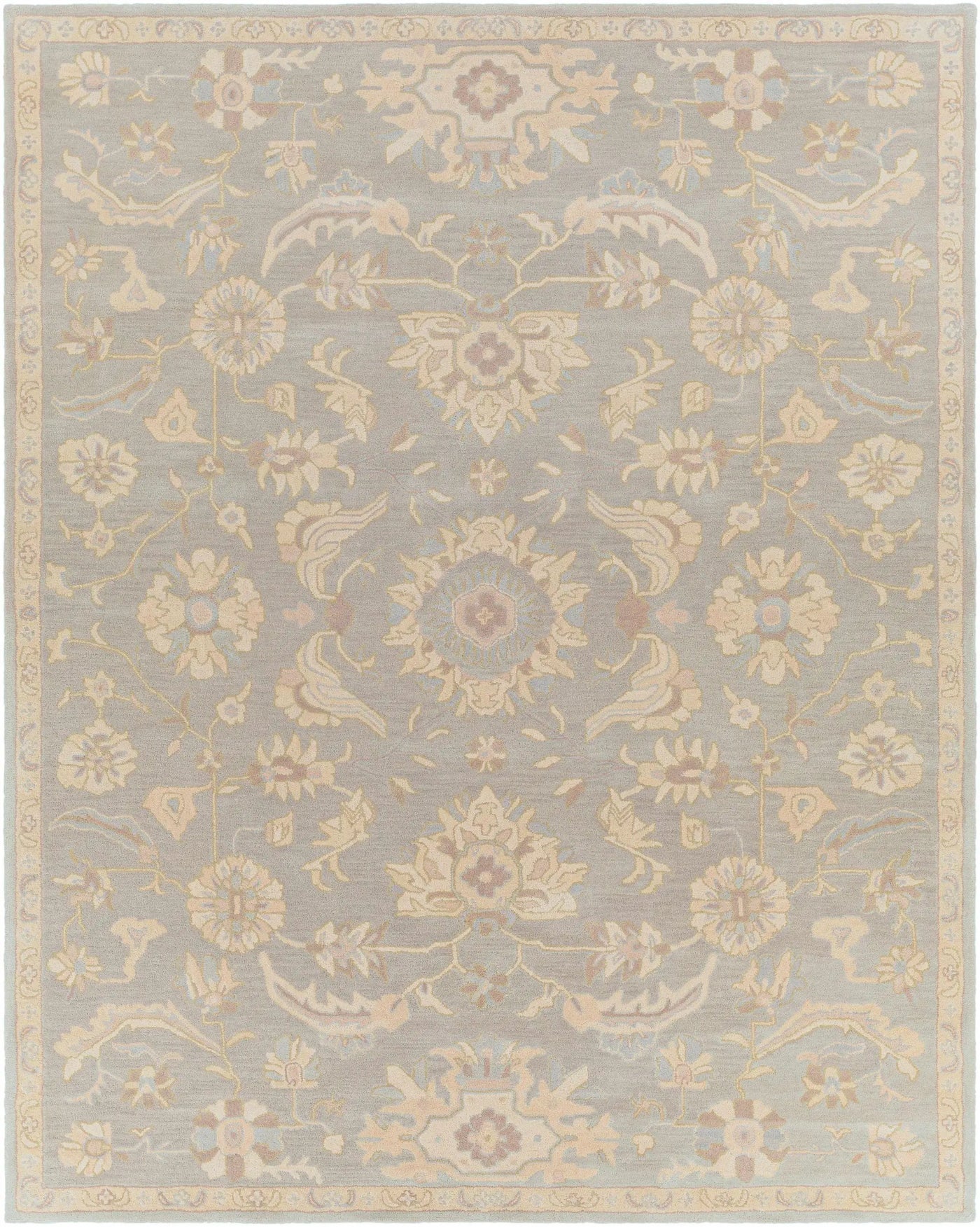 Copen Beige Floral Wool Rug by Boutique Rugs
