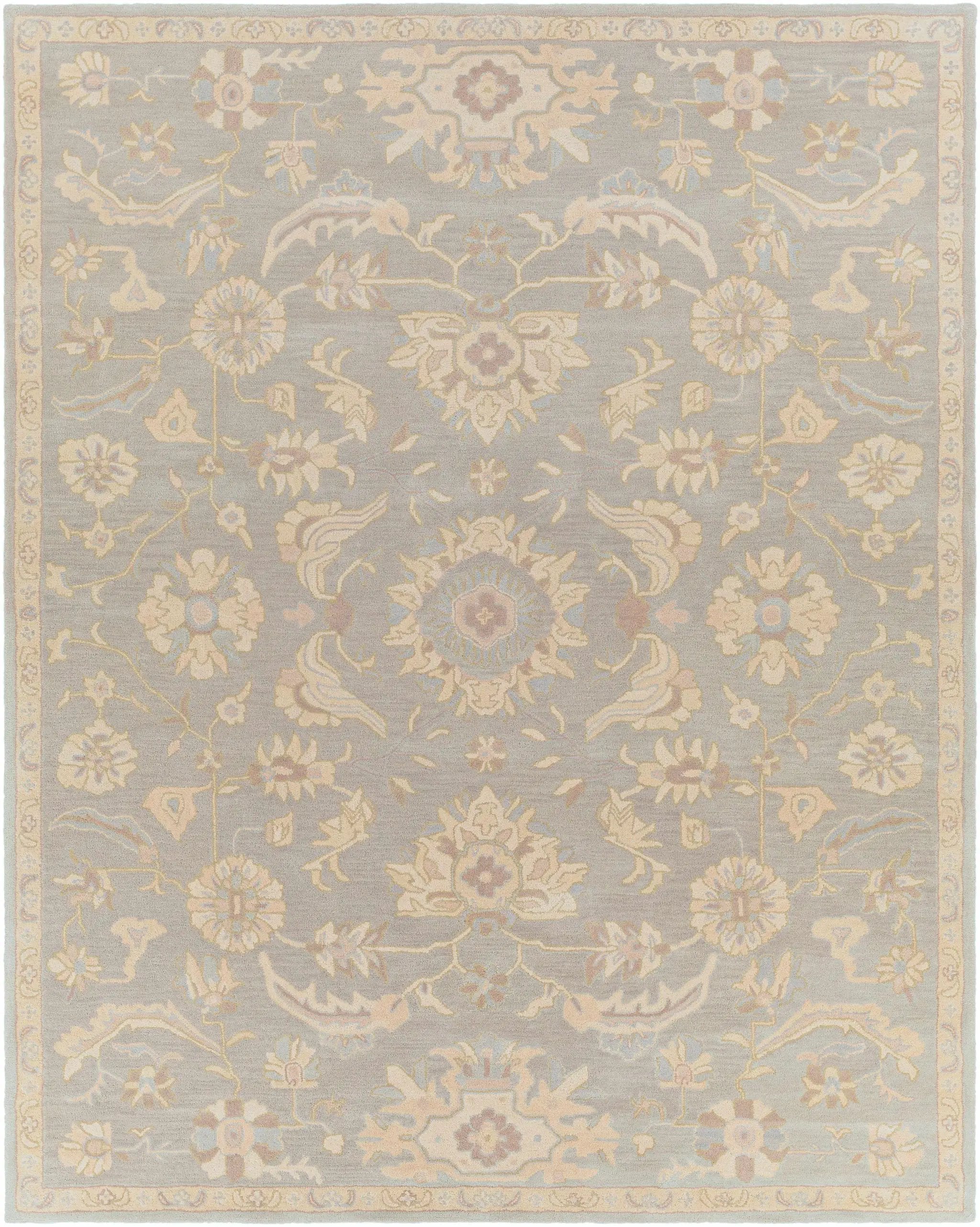 Copen Beige Floral Wool Rug by Boutique Rugs