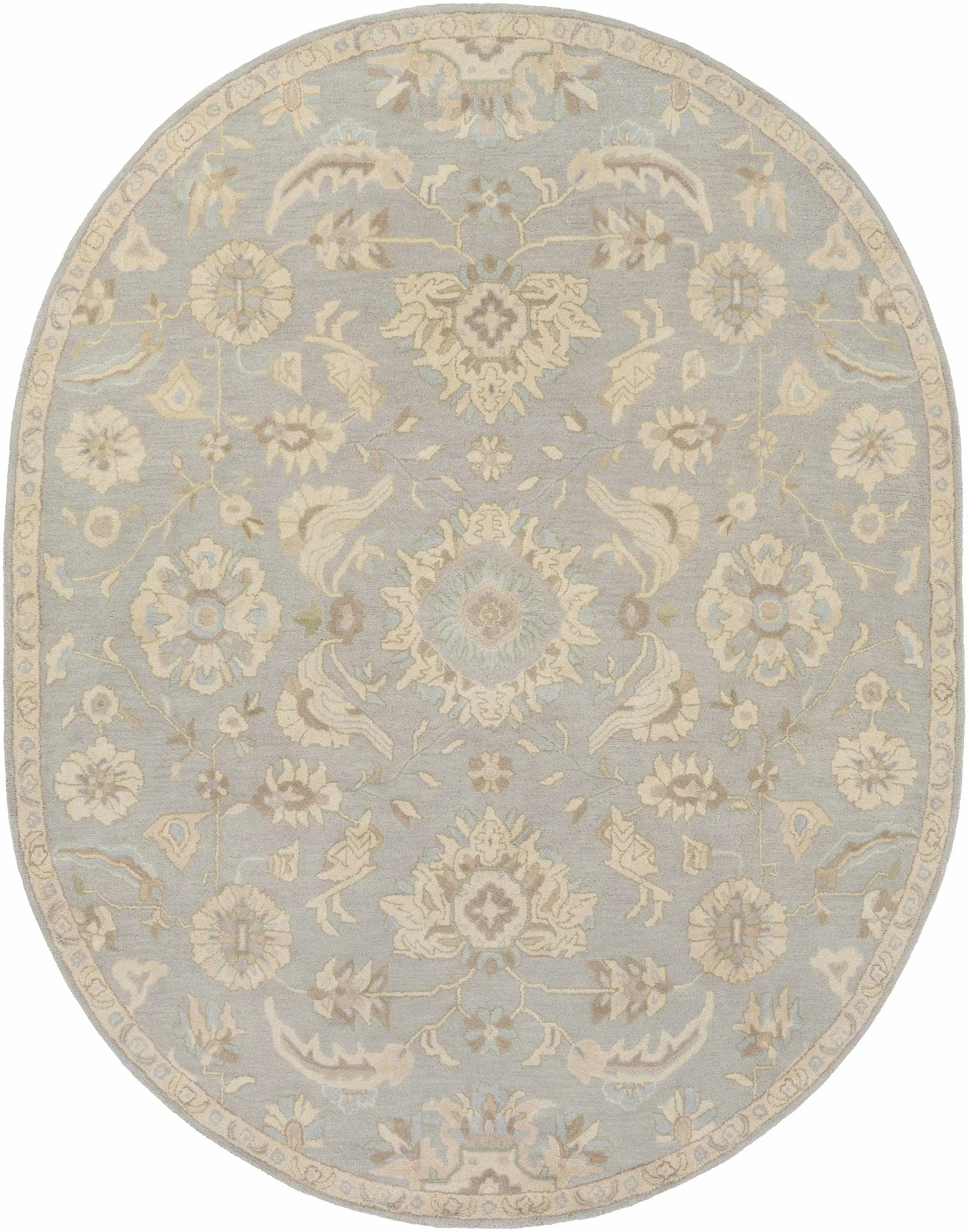Copen Beige Floral Wool Rug by Boutique Rugs
