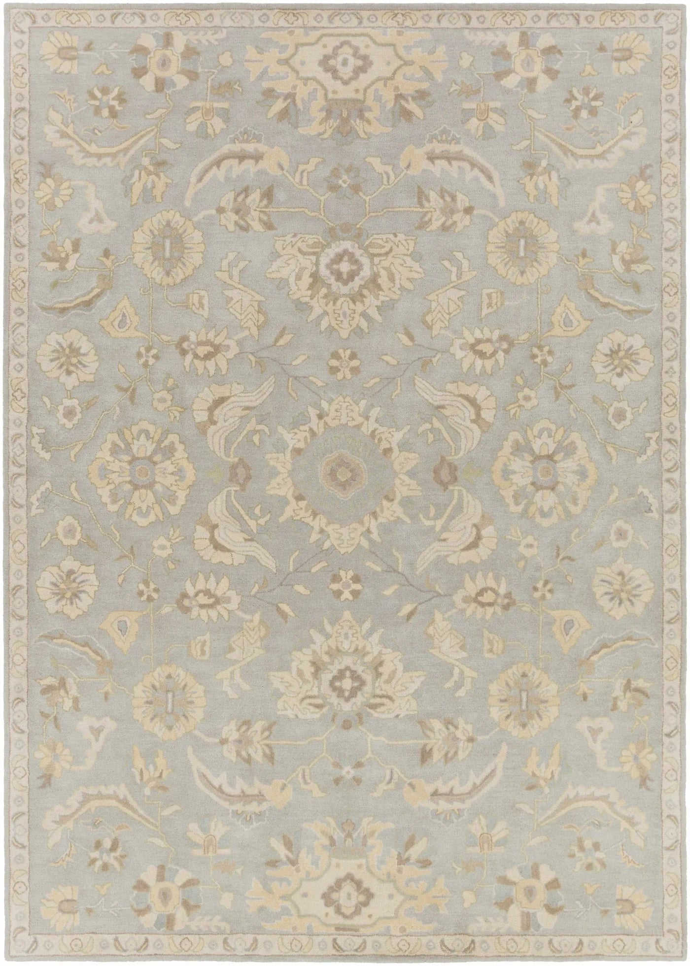 Copen Beige Floral Wool Rug by Boutique Rugs