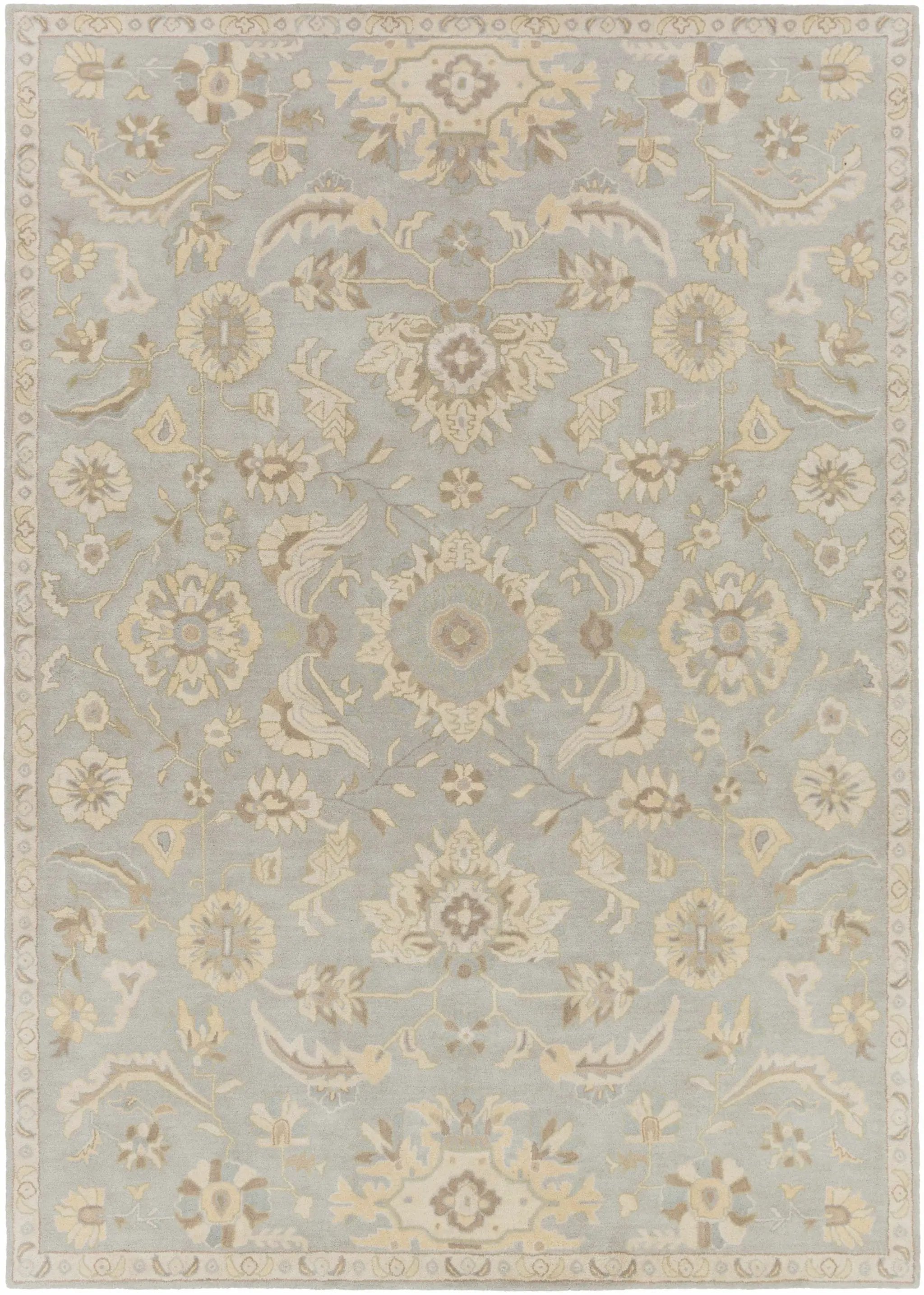 Copen Beige Floral Wool Rug by Boutique Rugs