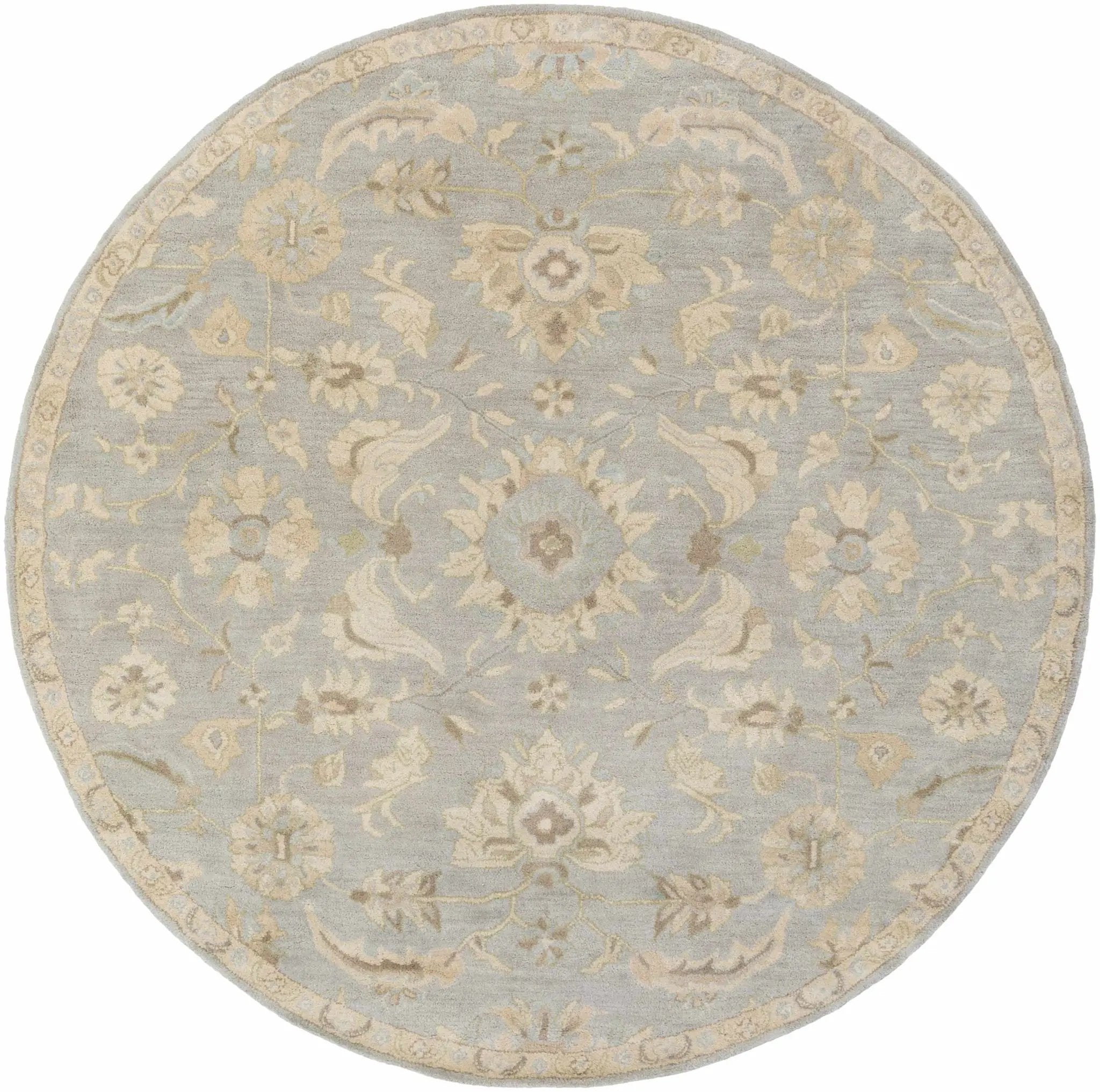 Copen Beige Floral Wool Rug by Boutique Rugs