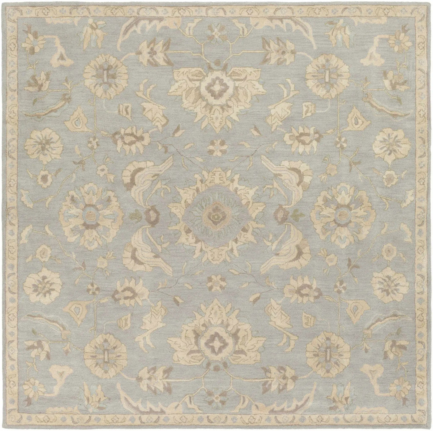 Copen Beige Floral Wool Rug by Boutique Rugs
