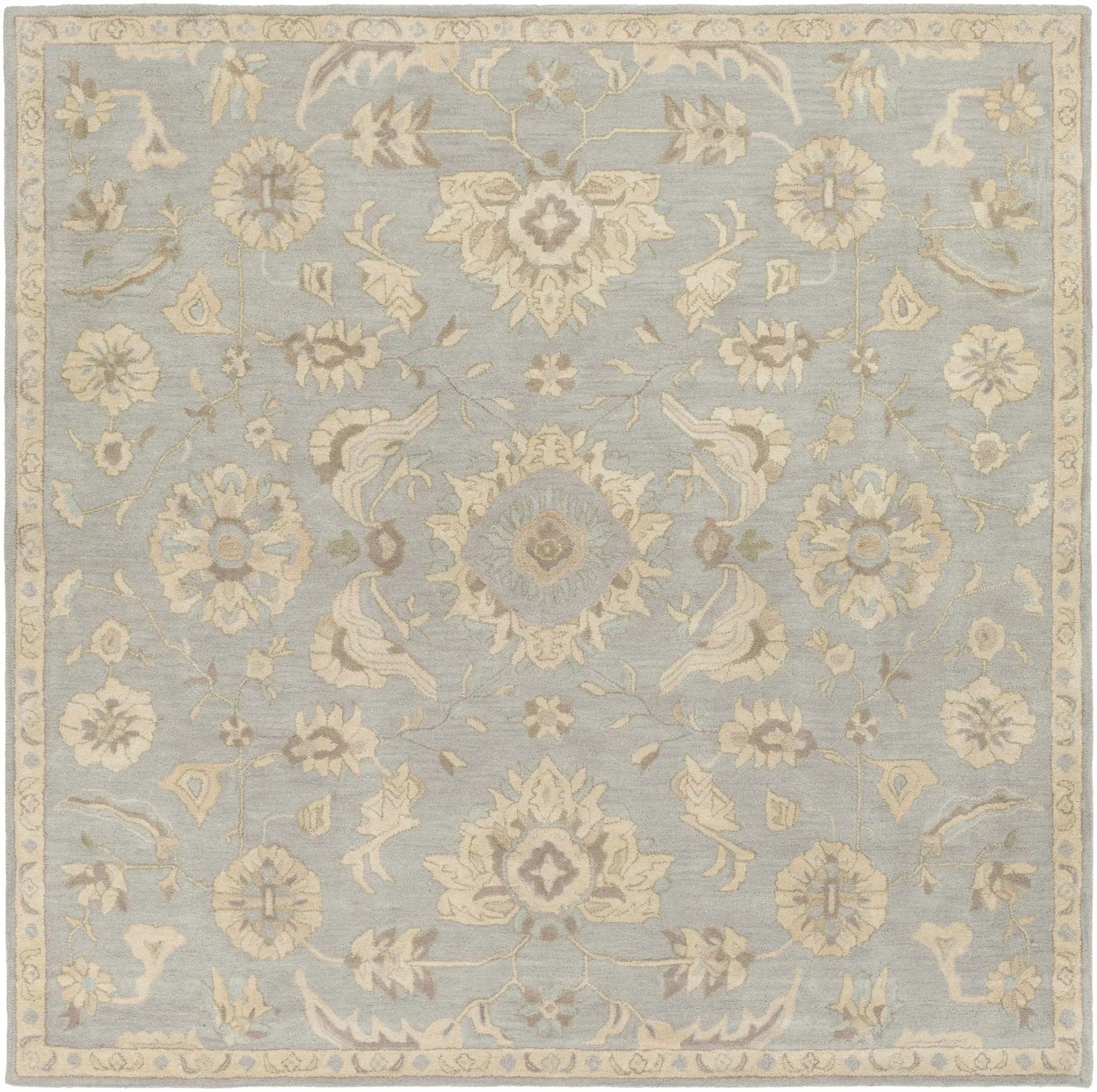 Copen Beige Floral Wool Rug by Boutique Rugs