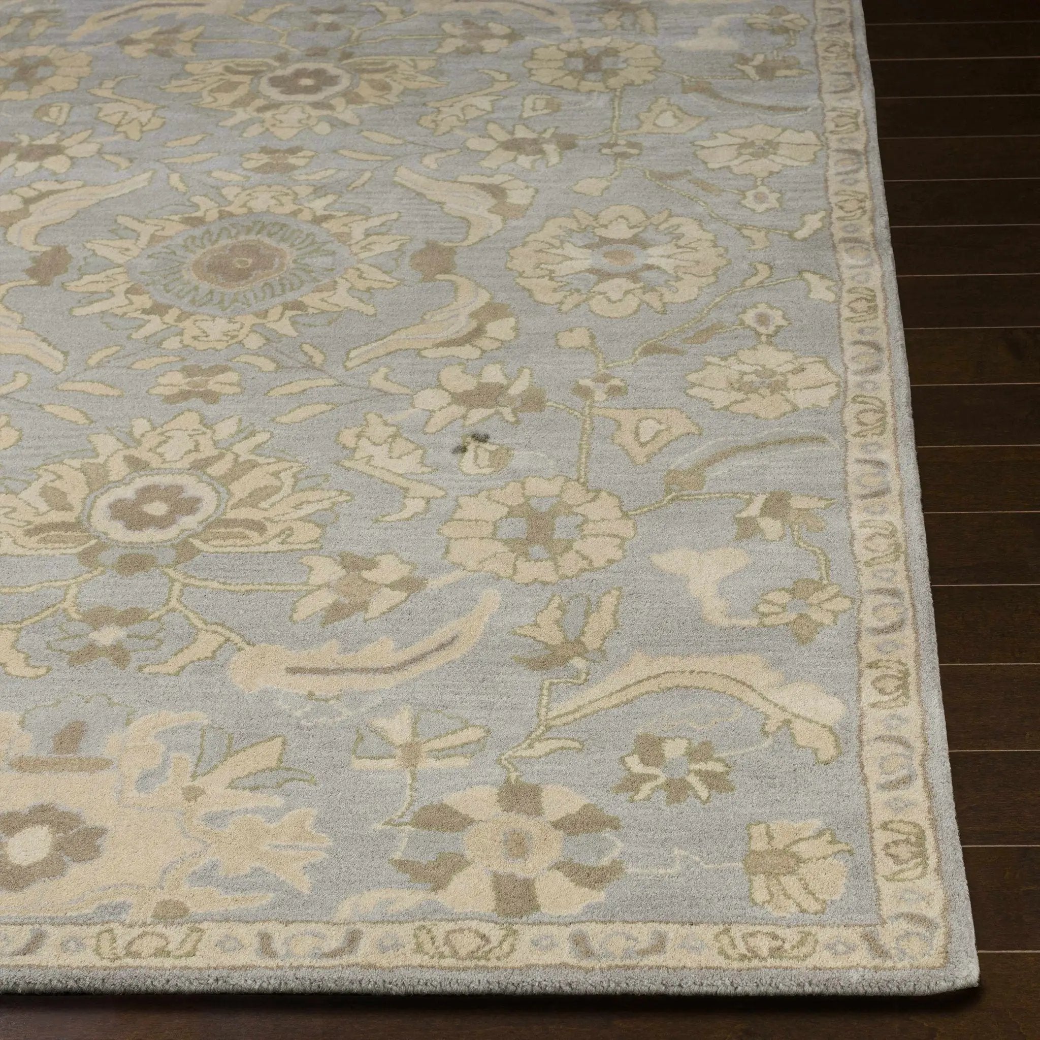 Copen Beige Floral Wool Rug by Boutique Rugs