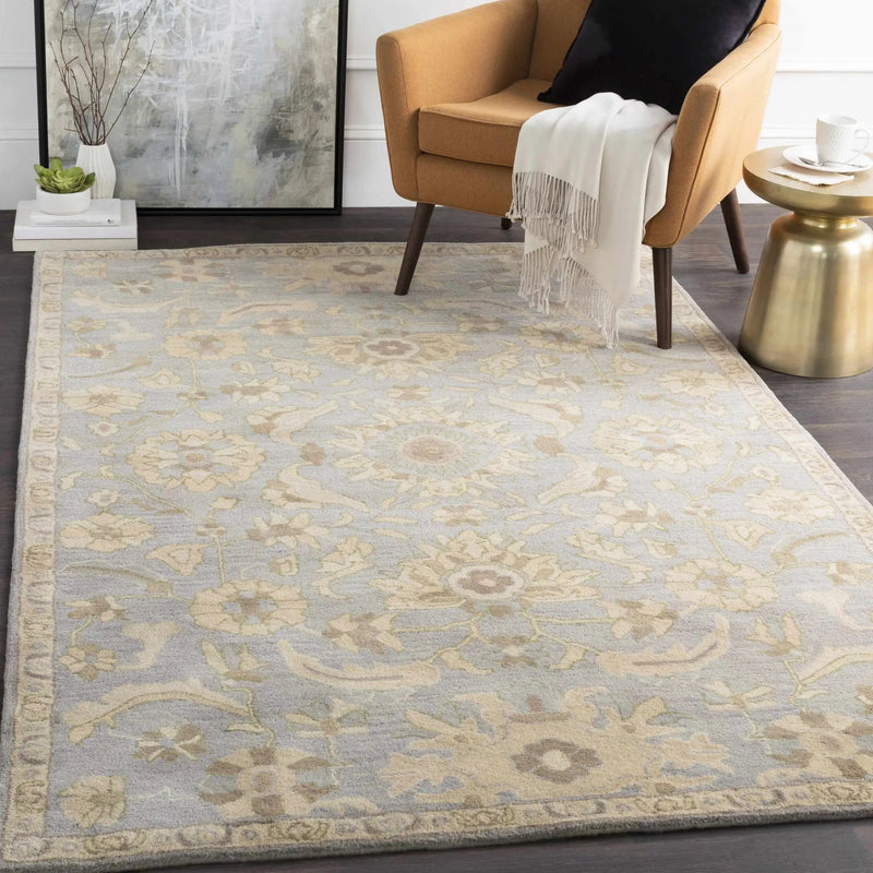 Copen Beige Floral Wool Rug by Boutique Rugs