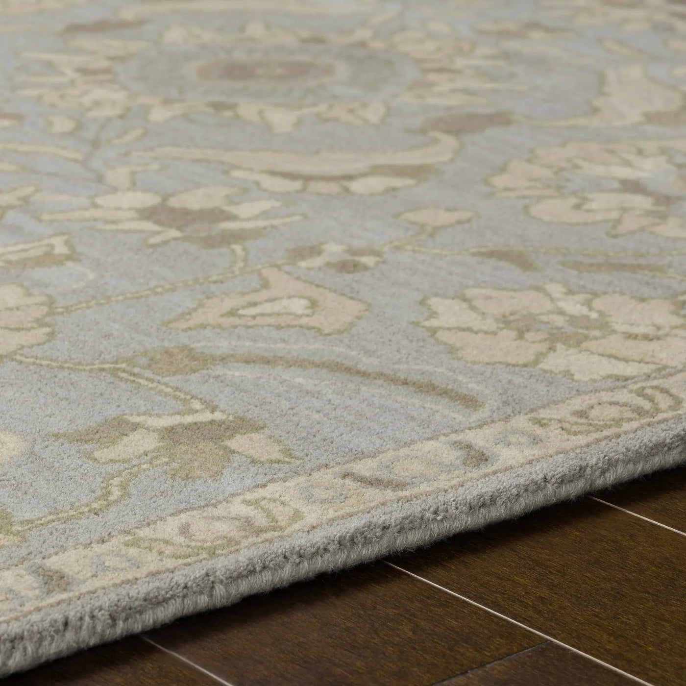 Copen Beige Floral Wool Rug by Boutique Rugs