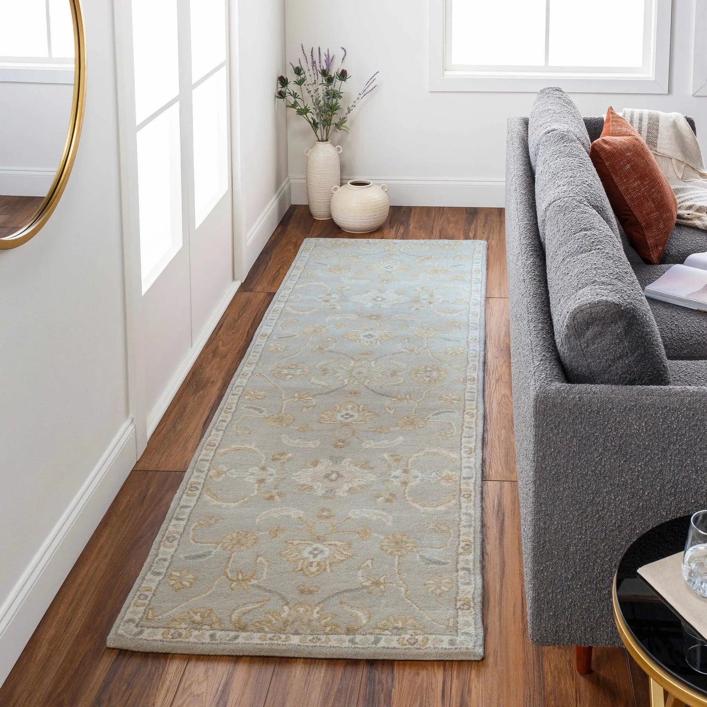 Copen Beige Floral Wool Rug by Boutique Rugs