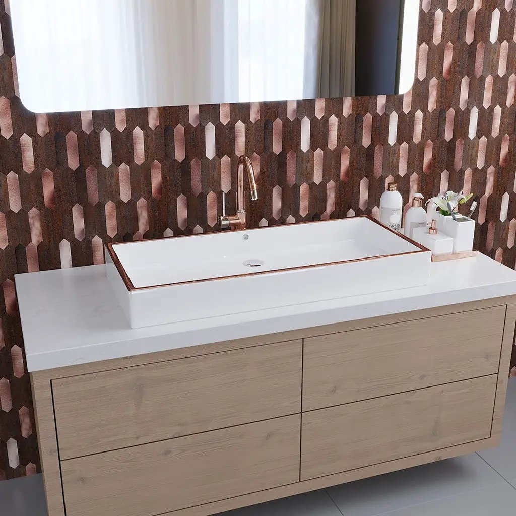 Copper 12x12 Honed Brick PVC Peel & Stick Tile (10 pack, 10 sq ft/case) by Apollo Tile