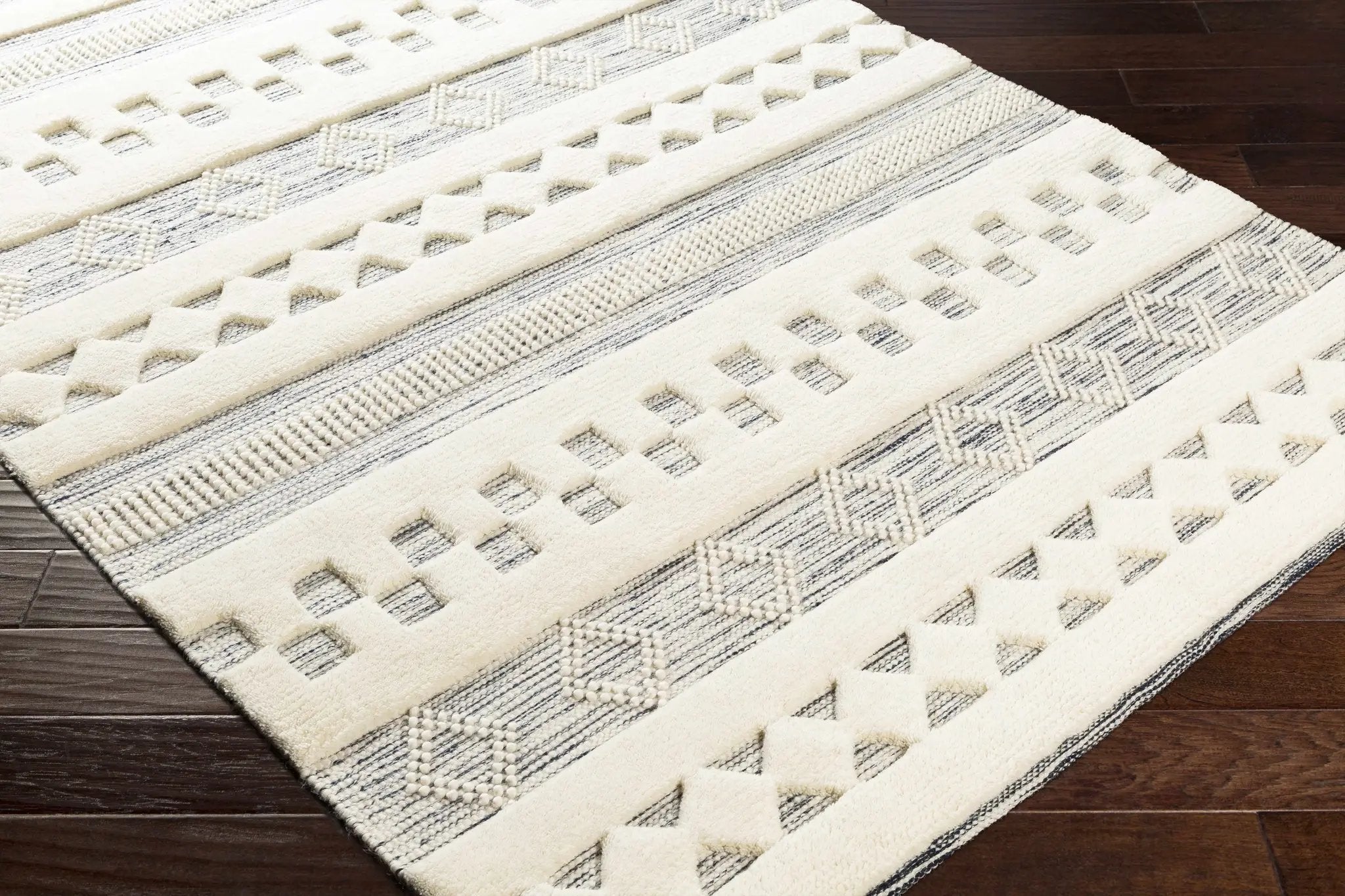 Corry Cream&Black Wool Rug - Clearance by Boutique Rugs